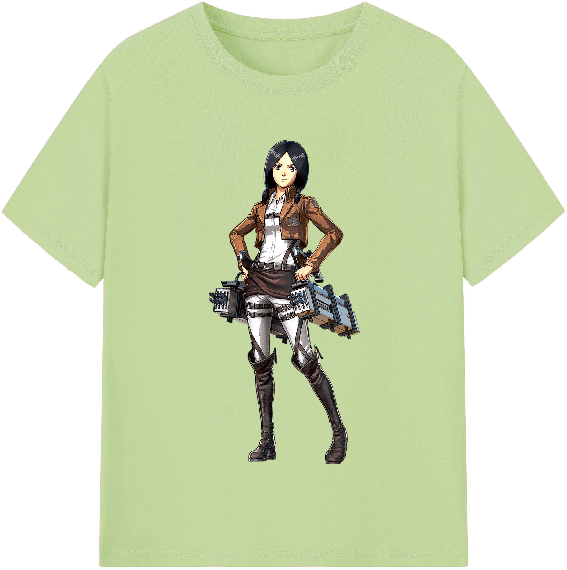 （画像用） 進撃の巨人 ミカサ·アッカーマン Attack on Titan Mikasa Ackerman 綿100％半袖Tシャツ（フロントプリント）